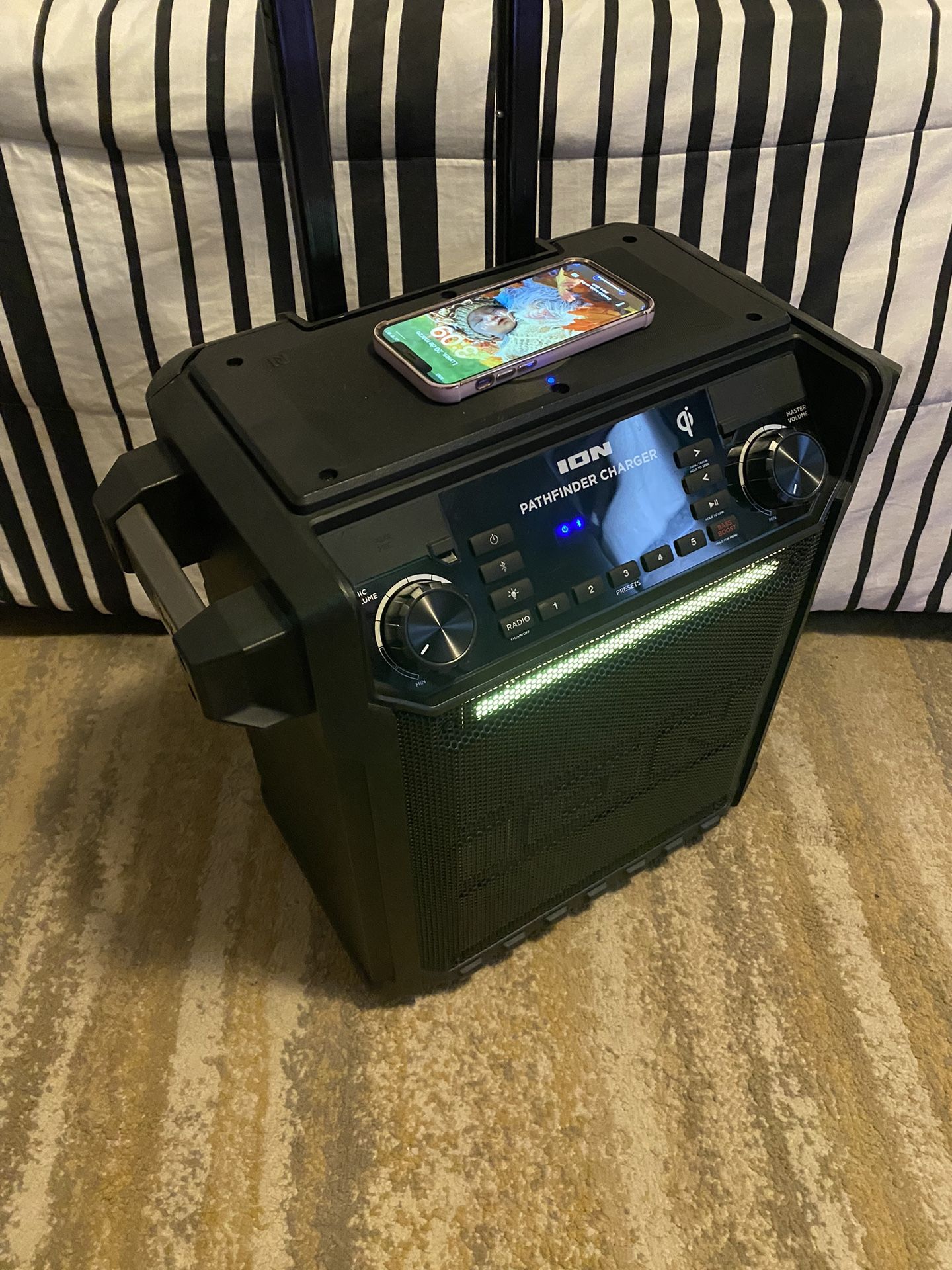 ION Pathfinder Charger Bluetooth Portable Speaker with Wireless Qi