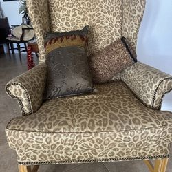 2 Side Chairs Leopard Print 