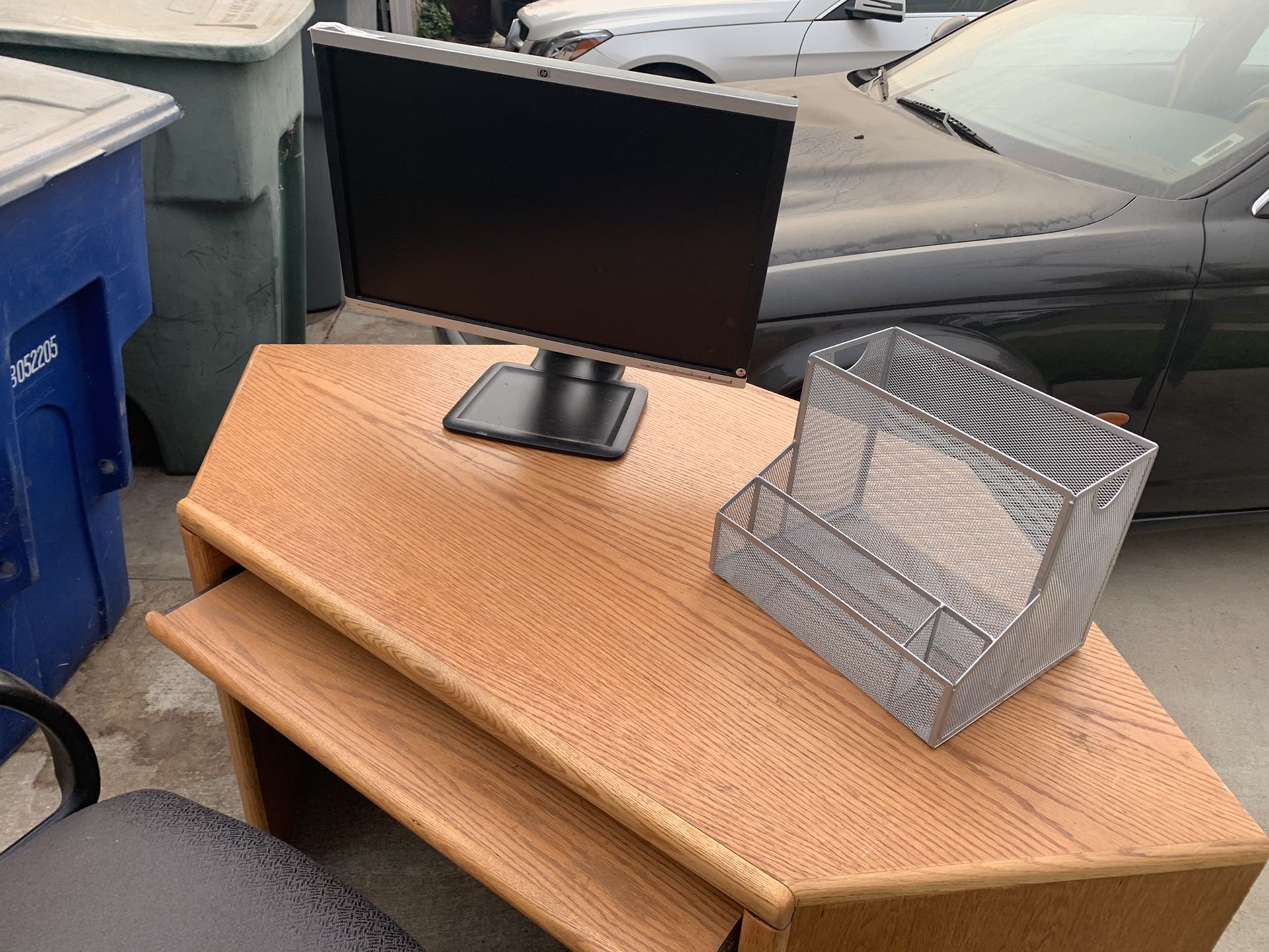 Office desk and chair and computer