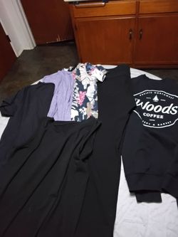 Ladies Large 1 pair pants, 1 sweater and 4 tops all 6 pieces for
