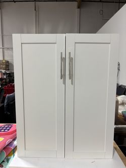 New Assembled. Elegant Wood Hanging Cabinet with Doors and Shelves – Classic Wall Storage for Bathroom