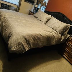 California King Black Truffle Head Board And Frame 