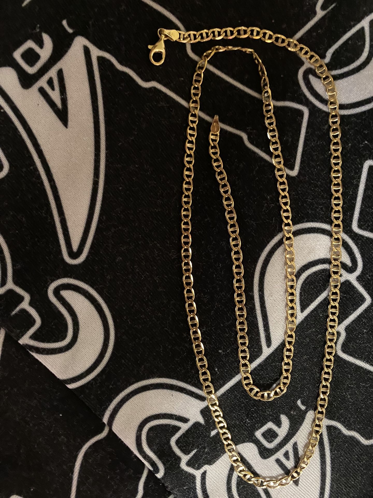 14k Yellow Gold Mariner Diamond Cut Chain