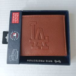 Los Angeles Dodgers Genuine Merchandise Premium Genuine Leather Brown Wallet 