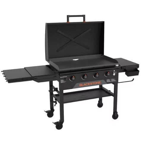 BRAND NEW Blackstone 4 Burner 36" Original Omnivore Griddle with Hood Gas Grill #2322 Black: Propane Powered, Cast Iron Cooking Surface