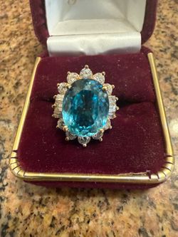 Custom design, Jacob blue gemstone diamond cluster ring