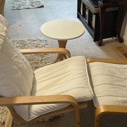 IKEA Poang Chair, Ottoman And Side Table 