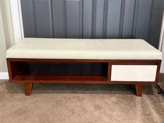 Storage Bench with Upholstered Seat and Drawer
