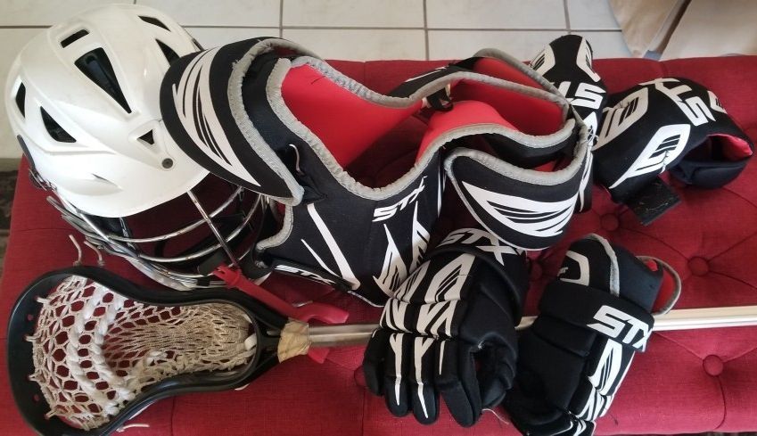 Lacrosse Stick, Helmet and Pads