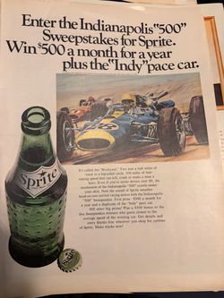 Vintage Sprite Indianapolis 500 Print Ad 1967