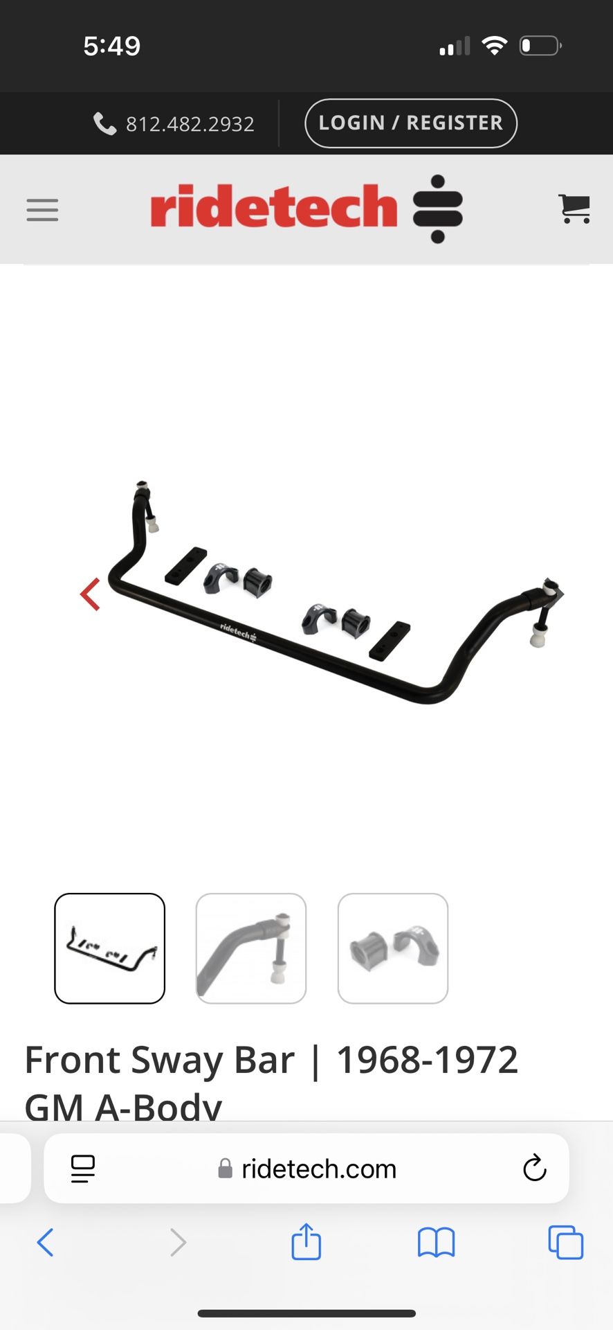 68-72 GM A-Body Front Sway Bar
