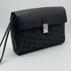 ALFRED DUNHILL BLACK LEATHER SPECIAL PATTERN CLUTCH BAG NEW 100% GENUINE ~$1095