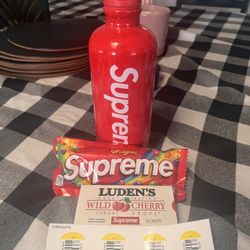 Supreme Water Bottle, Skittles, Lundens And Fruit Stickers 