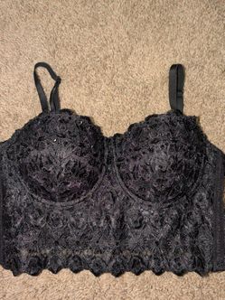 Black Lace Underwire Bralette Crop Top