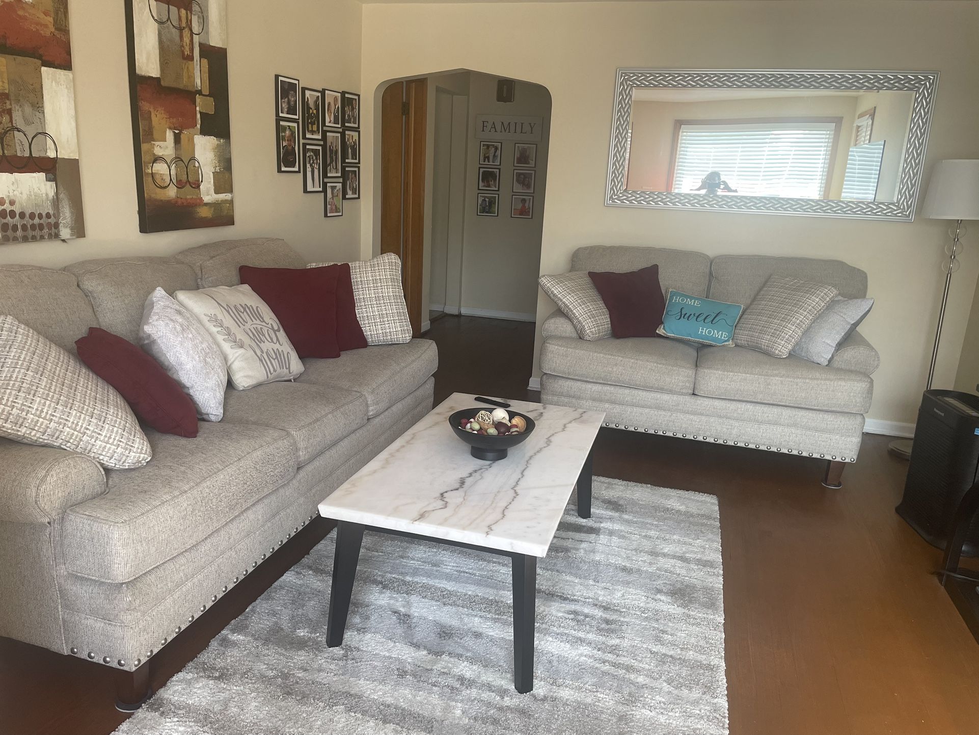 Sofa and Love Seat With Pillows
