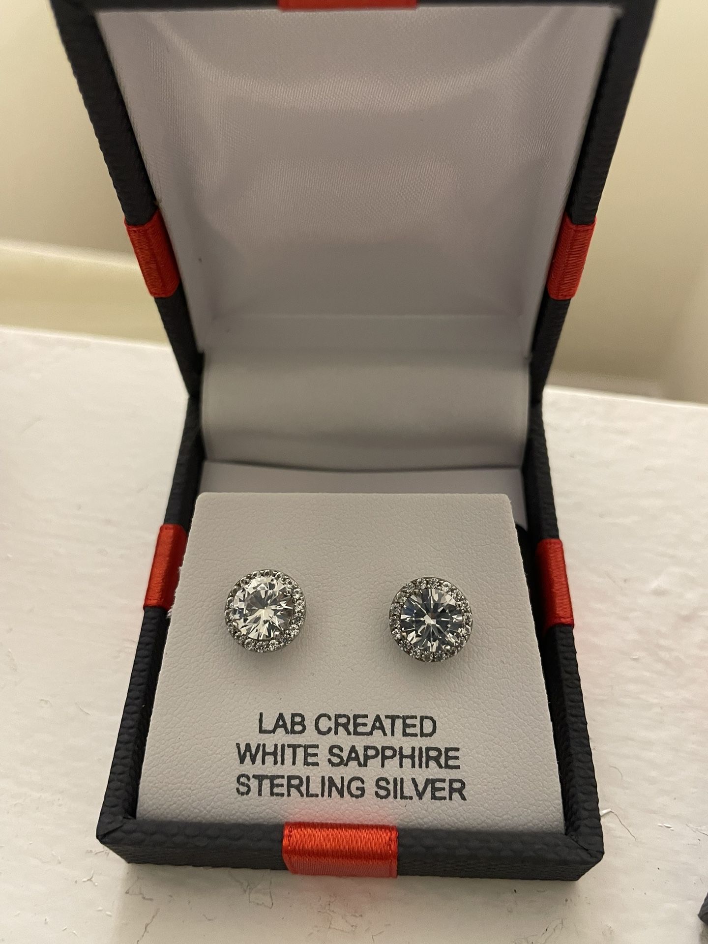 Lab Created Sterling Silver Diamond Earring