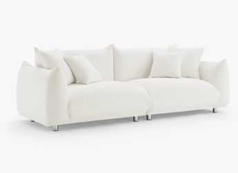 Modern Sofa Off-White 88” Long with Pillows Seats Three (29" H X 88" W X 37" D)