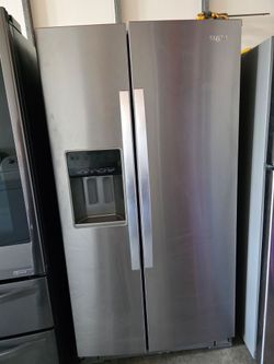REFRIGERATOR  WHIRLPOOL  SIDE BY SIDE STAINLESS STEEL  LIKE NEW  COUNTER  DEPHT