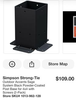 Simpson Strong-Tie Black Powder-Coated Post Base 4x4 2-Pack