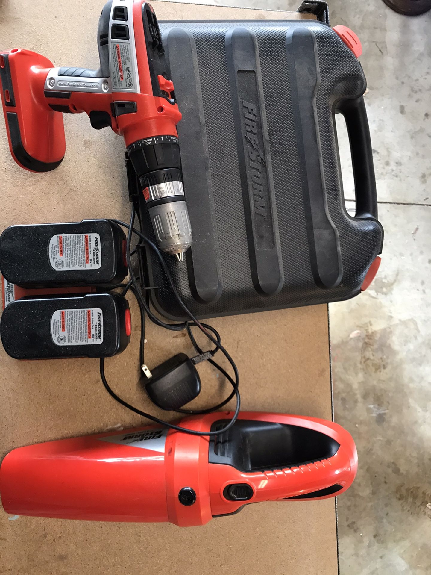 Firestorm Cordless Drill and Vacuum Set