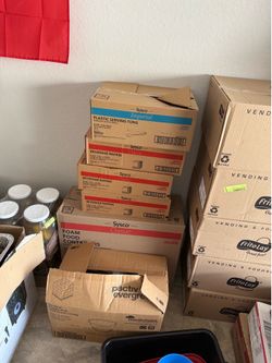 Cases of black beverage napkins