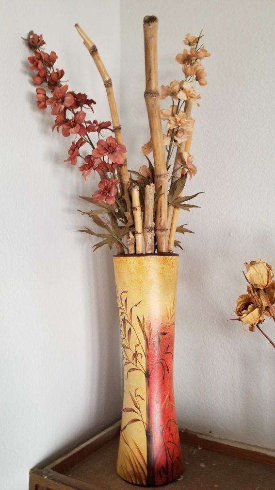 Tall Vase, Flowers, Bamboo - House Decor