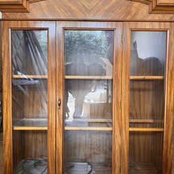 Antique Vintage China Hutch Tiger Oak Hutch