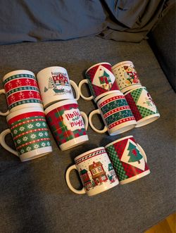 10 Christmas Holiday Coffee Mugs – Assorted Designs