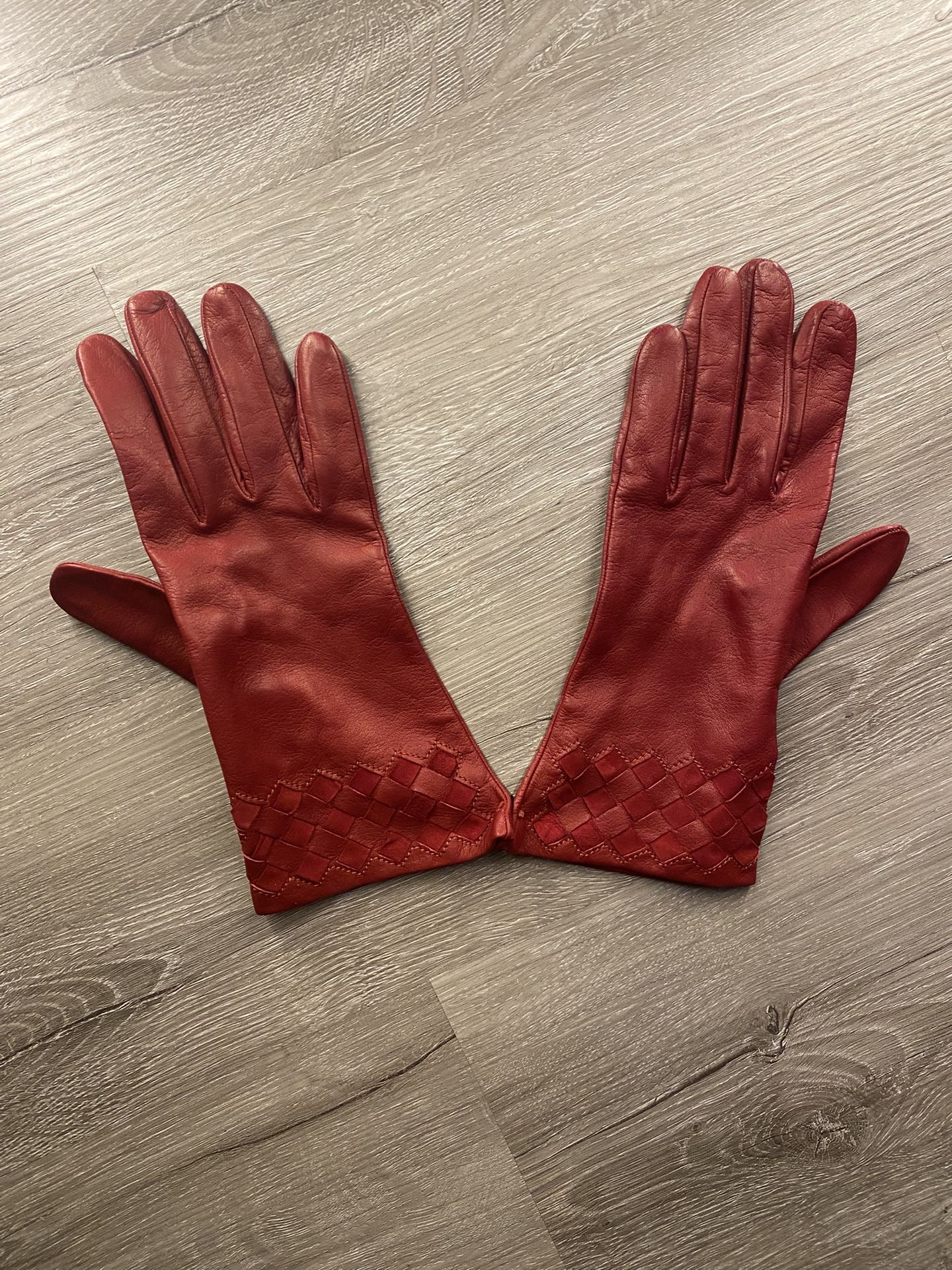 Elegant Red Genuine Leather Gloves | Stylish & Warm
