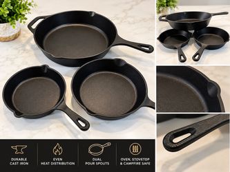 New cast iron skillet set