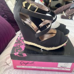 Black Wedge Sandal Heel - Women’s Size 6 1/2