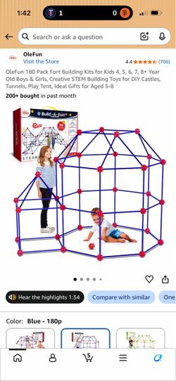 Fort Building Kits for Kids 4, 5, 6, 7, 8+ Year Old Boys & Girls, Creative STEM Building