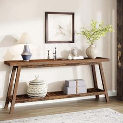 Farmhouse Console Table, 70.9" Entryway Table 2-Tier Sofa Table