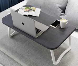 Apple wood small desk on bed, black, size 23x15.7x10.6