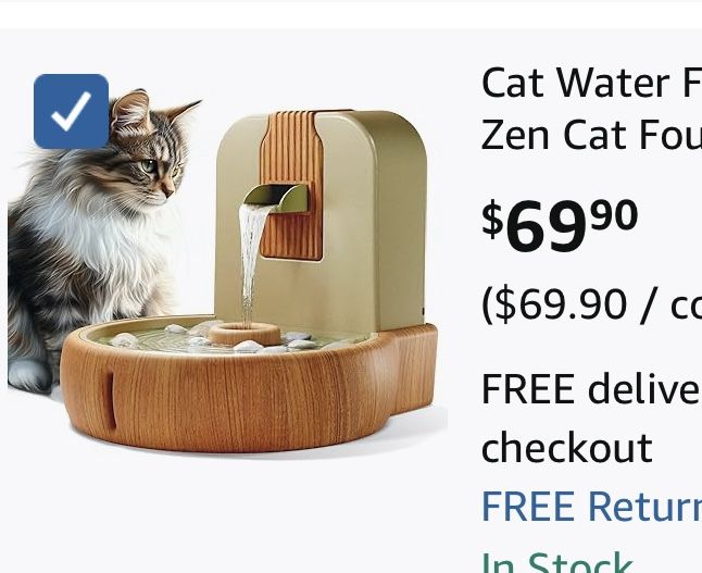 Cat Water Fountain Eco-Friendly Zen Cat Fountain, Feng Shui Design, Bioplastic