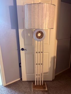 Artmax Modern Floor Lamp with Wood Base