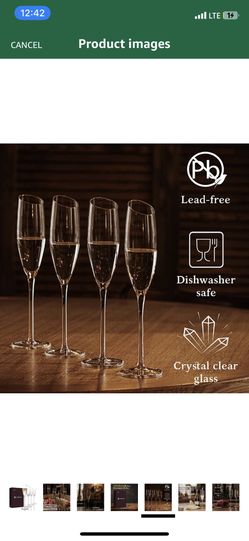 Champagne Flutes - Modern Crystal Mimosa Glasses (6 Oz) for Sparkling Wine  - Slanted Champagne Glasses Set of 4 - Birthday Gifts for Men - Christmas G  for Sale in North Brunswick Township, NJ - OfferUp