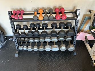 TITAN Dumbbell rack and weights