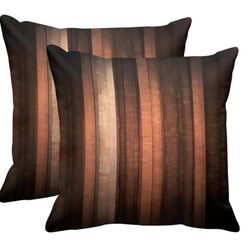 Emvency 18”X18” Pillow Covers Orange/ Brown/copper/peach Vintage Stripe. Polyester. 2 Pack. Inserts Not Included.
