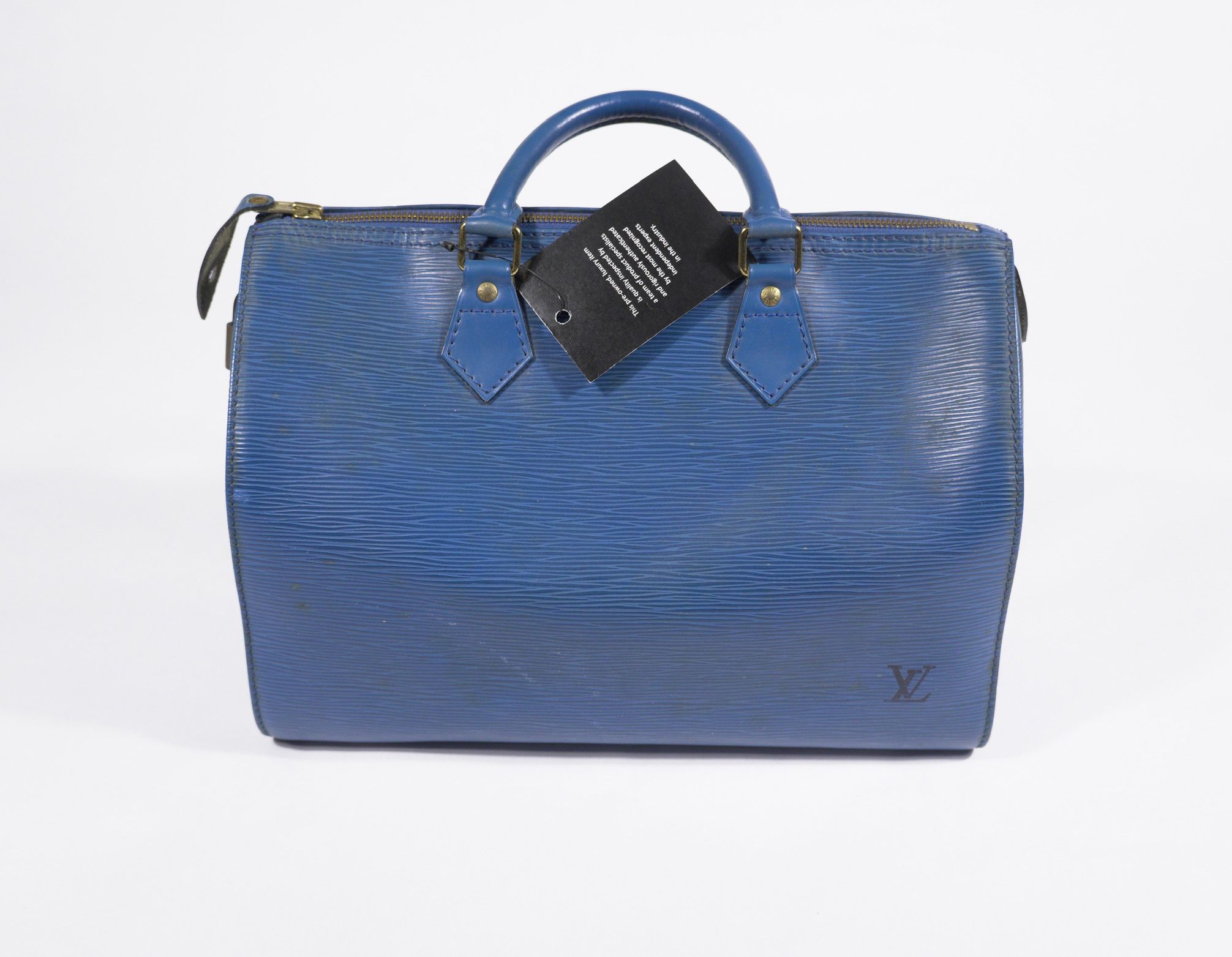 Louis Vuitton Speedy 30 Toledo Epi Shoulder Bag Blue Leather Vintage