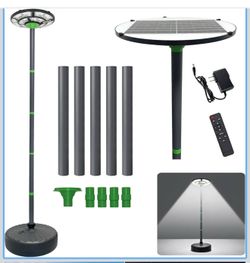 106 Inch Outdoor Solar Street Light with Pole & Fillable Base 692 LEDs, Aluminum Pole, Waterproof, Motion Sensor, with Remote & DC Backup Charging, Fu