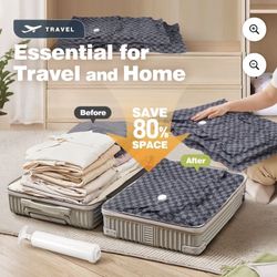 6 Piece Oxford Cloth Vacuum Storage Bags,Space Saver Seal Bags for Clothes with Hand Pump