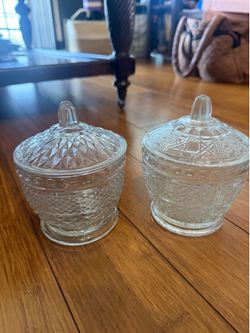 Vintage Pressed Glass Candy Dishes with Lids - Set of 2