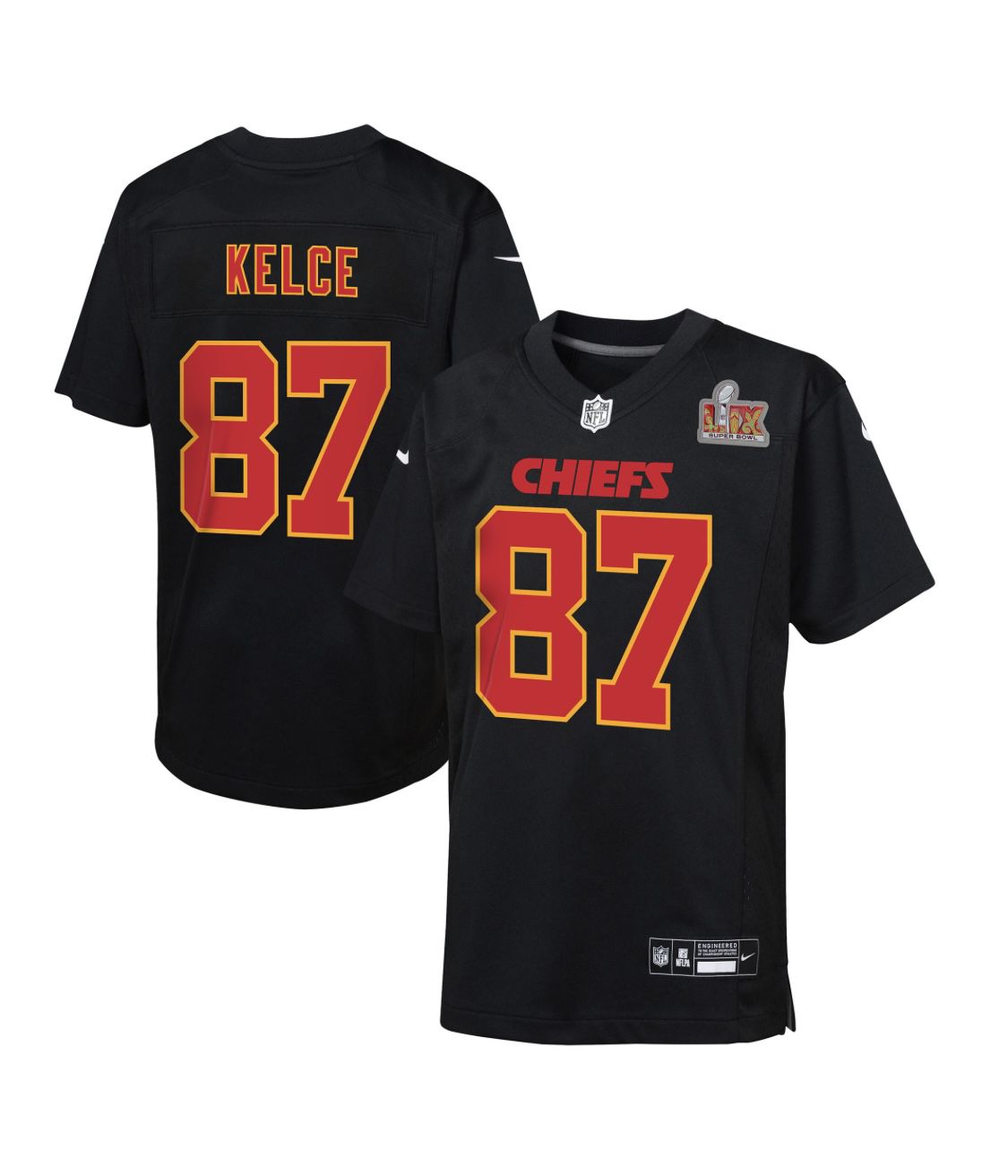 Nike Kansas City Chiefs Travis Kelce Black Super Bowl 58 LVII Youth Large Jersey Brand new 100% authentic youth Kelce jersey. Feel free to ask any qu
