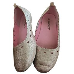 Carters Shimmery Gold Heart Ballet Flats w/Scallop Trim "Ellaria" SZ 2Y