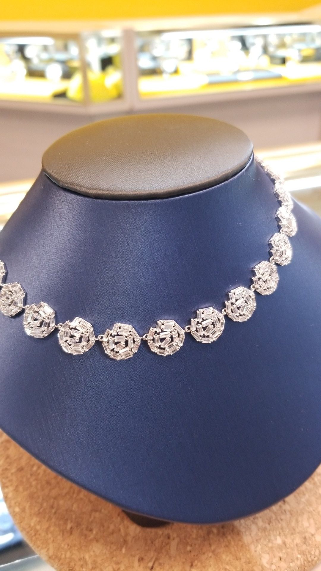 sterling silver c.z. baguette draw string necklace