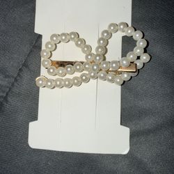 faux pearl bow hair barrette
