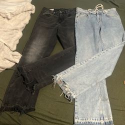 2 Zara Jeans Faded Black And Washed Blue