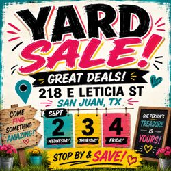 Yard Sale 9/2-9/4