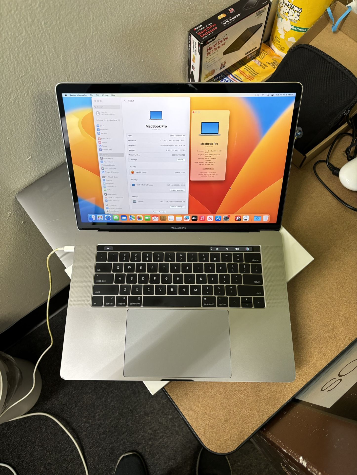 2017 Apple MacBook Pro Touch Bar 15 inch 16 GB RAM *Read Details